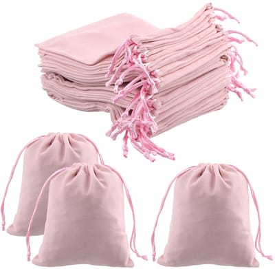 Dailygoods - Dokeno 20 stuks fluwelen zakjes, trekkoord, zachte cadeauzakjes voor sieraden en banket, 12 x 15 cm (roze)