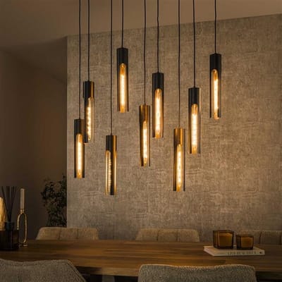PS-Collection Tube 9L Hanglamp - 100x18x150cm - Artic Zwart - Metaal - hanglampen eetkamer, hanglamp zwart, hanglampen woonkamer, hanglamp slaapkamer, hanglamp kinderkamer, hanglamp rotan, hanglamp hout, hanglamp industrieel