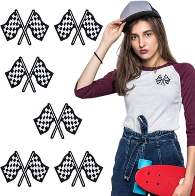 Zwart-wit patch voor het strijkijzer met doelvlag ontwerp - Perfect voor kleding en accessoires