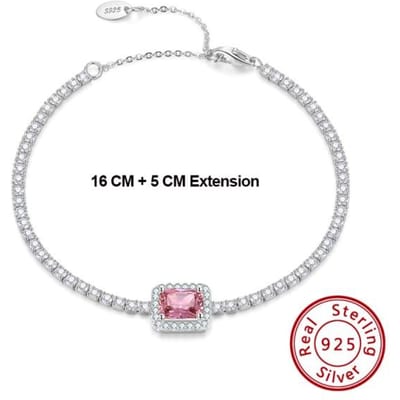 Bracelet tennis rond de 4 mm en argent sterling 925 et or blanc pour femme et homme, chaîne de main Sb94 white