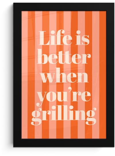 Poster in lijst - Fotolijst 20x30 cm - Posters - Tekst - Gestreept - Oranje - Zomer - Posterlijst zwart - Decoratie - Wanddecoratie woonkamer - Muurdecoratie slaapkamer