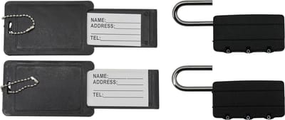 Benson Kofferlabel - 2x stuks - bagagelabel incl. hangslot - zwart - cijferslot