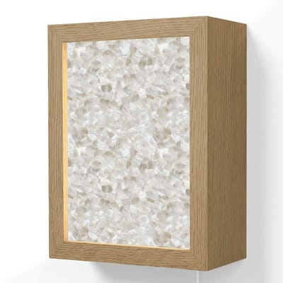 Wandlamp 15x20 cm - Oplaadbaar - Wit - Penseelstreken - Reliëfeffect - Wandlampen binnen woonkamer - Slaapkamer lamp met kabel - Decoratieve nachtlamp - Vloerlamp snoer