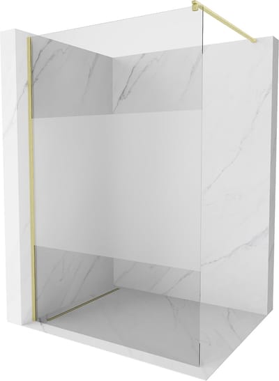 Mexen Kioto douchescherm Walk-in 70 x 200 , transparant/frost 8 mm, goud geborsteld - 800-070-101-55-35