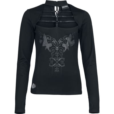 Harry Potter Shirt met lange mouwen - Dark Academia Nocturnal Stroll with Owls - S tot XXL - voor Vrouwen - zwart