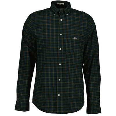 Gant Overhemd Classic Poplin Check Tartan Green / male