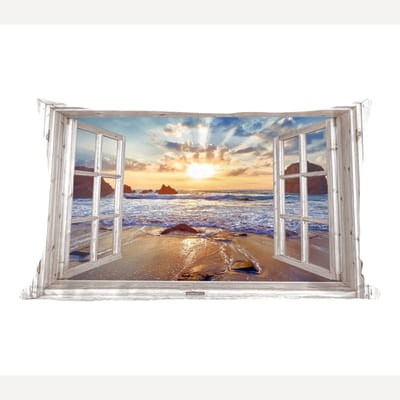 Sierkussens - Kussentjes Woonkamer - 60x40 cm - Strand - Doorkijk - Zonsondergang - Landschap - Zee - Natuur