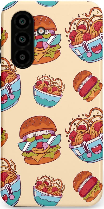 Casetastic Hoesje Geschikt voor Samsung A56 / A36 - Stijlvolle Beschermende Duo-layer Case - Cartoon Hamburgers