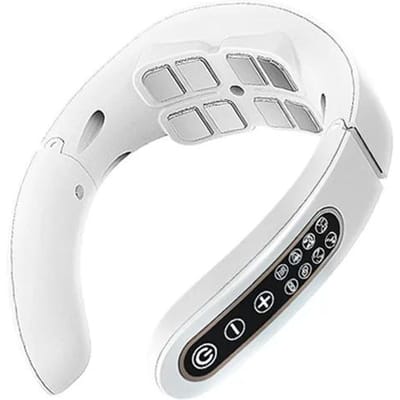 Slimme nekmassager Lage frequentie puls Cervicale elektrische stimulators Ontspanning Fysiotherapie Heet kompres Trillingsmassage white