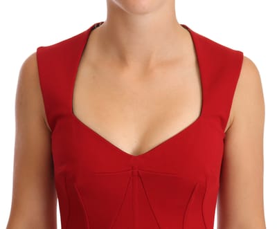 Dolce & Gabbana Dames Rode Sweetheart Mouwloze Midi Stretch Jurk