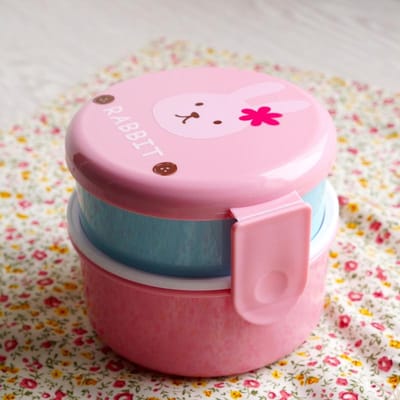 Leuke Dieren Lunchbox Japanse Dubbellaagse Ronde Mini Bento Box Kinderen Fruitbox Snackbox Magnetron Kinderen Lunchbox 540ml