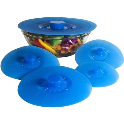 Ensemble de cinq couvercles de conservation en silicone, couvercles de conservation scellés en silicone, couvercles sous vide en silicone