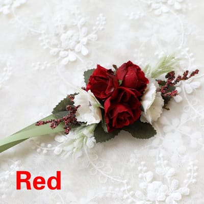 Boutonnière de Marié Épingle Homme Costume Corsage Boutonnière Mariage Fleur Poignet Fête Décoration Mariage Fleurs Roses en Soie Artificielle