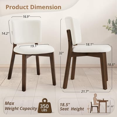 Scandinavische Luxe Eetkamerstoelen Set van 4 – Gestoffeerd Linnenlook Crèmewit, Ergonomisch, Houten Poten