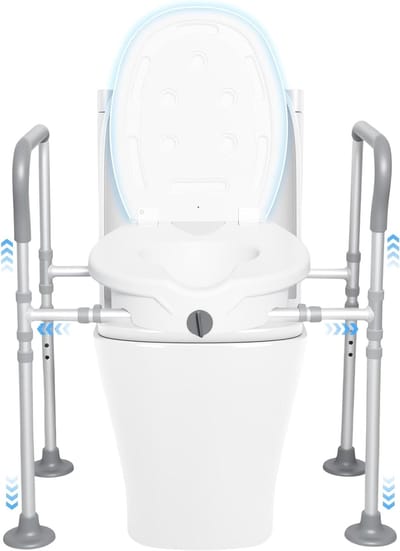 Verstelbare toiletverhoger voor volwassenen met deksel, ideaal voor ouderen en comfort verhogen