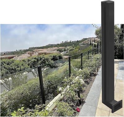Leuningpalen Glas - Glazen Balustrade - Terras Afschermen - Robuust Roestvrij Staal - 10-12mm Glas - Zwart
