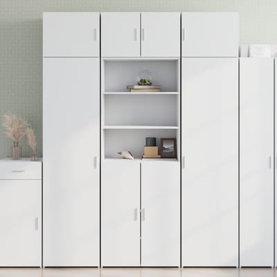 vidaXL - Hoge - kast - 70x42,5x185 - cm - bewerkt - hout - wit