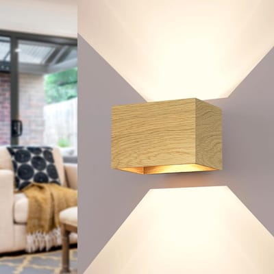 Houten Wandlamp Eikenhout Handgemaakt voor Binnen - Sfeervolle Verlichting