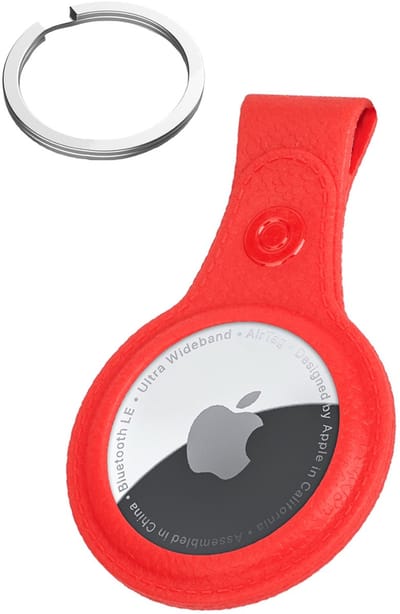 Hoesje Geschikt voor Apple AirTag 2-Sleutelhanger Hoesje Leer - Sleutelhanger Hoes Hoesje Geschikt voor Apple AirTag 2e generatie Case - Rood