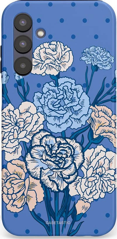 Casetastic hoesje geschikt voor Samsung Galaxy A25 - Dubbellaagse bescherming - Anjer boeket - Fashion Case - Lavendel Lichtblauw Zilver