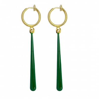 Klem oorbellen- Lafayette- groen emaille- goudkleurig- geen gaatje- Charme Bijoux