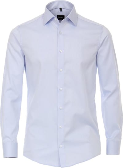 VENTI modern fit overhemd - twill - blauw - Strijkvriendelijk - Boordmaat: 36