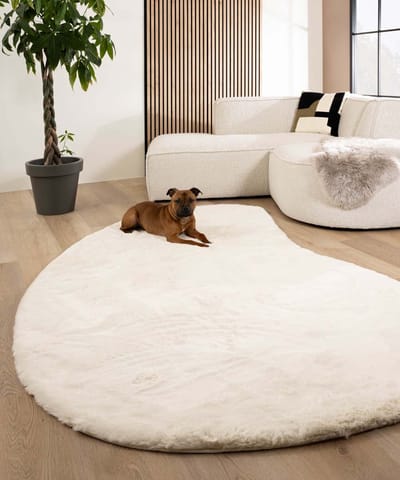 Fluffy vloerkleed organisch - Comfy Plus wit 80x122