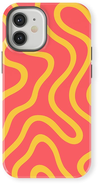 DripCase Curvy Lines Hoesje geschikt voor iPhone 12 Mini | Backcover met Mag | Design Tough Case geschikt voor iPhone 12 Mini Sunburst Drift