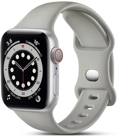 Mobiq - Siliconen Bandje geschikt voor Apple Watch 42 mm (Series 10) - lichtgrijs