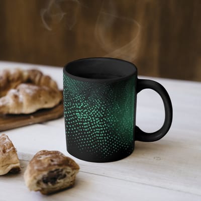 Magische Mok - Foto op Warmte Mokken - Koffiemok - Stippen - Groen - Vervagen - Magic Mok - Beker - 350 ML - Theemok