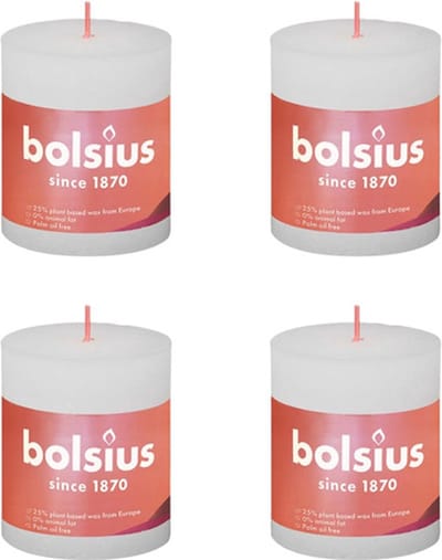 Bolsius Stompkaarsen Shine 4 st rustiek 80x68 mm wolkenwit