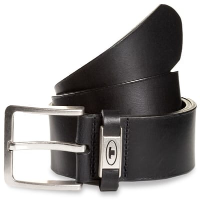 Tom Tailor - TTCOREY leren riem met hoekige gesp - Maat 80 - black uni