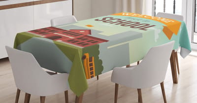 ABAKUHAUS Schoolbus-tafelkleed – waterbestendig en wasbaar – 140x200 cm