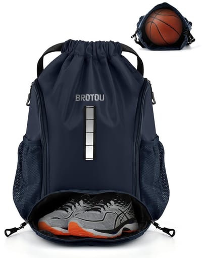 Dailygoods - BROTOU Gymtas, sporttas, voetbaltas, rugzak, trekkoord, sporttas met schoenenvak, trekkoord, waterdichte sporttas voor heren, dames, kinderen, jongeren