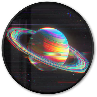 Poster in lijst Rond - Fotolijst 60x60 cm - Posters - Planeet - Cirkel - Kleurrijk - Ronde posterlijst zwart - Decoratie - Wanddecoratie woonkamer - Muurdecoratie slaapkamer