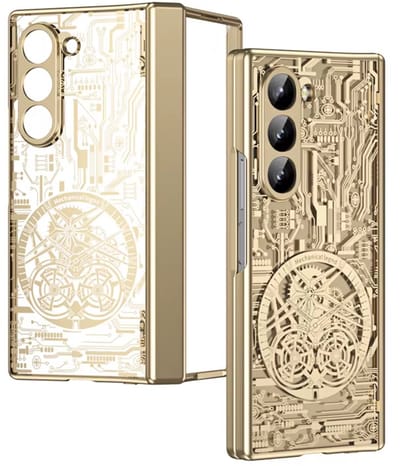 Super stevige hoes – Geschikt voor Samsung Galaxy Z Fold 7 – Luxe schokbestendige telefoonhoes met scharnierbescherming, geïntegreerde screenprotector & sci-fi mechanisch design