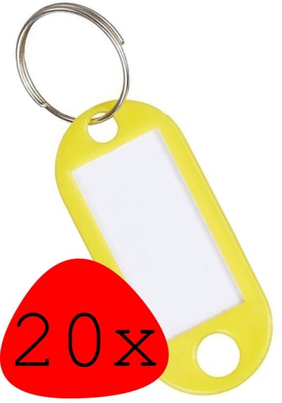 Sleutellabels Sleutelhanger Sleutellabel Bagagelabel Naamlabels - Geel - 20x