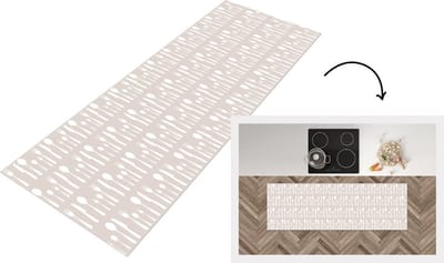 Keukenloper - Loper keuken - Bestek - Patroon - Keuken - 150x50 cm - Keukenloper vinyl