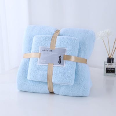 2 Stuks Gezichtshanddoek Badhanddoek Set Superzacht Zeer Absorberend Sneldrogend Koraalfluweel Badhanddoek Voor Volwassenen Hotel & Spa Gebruik