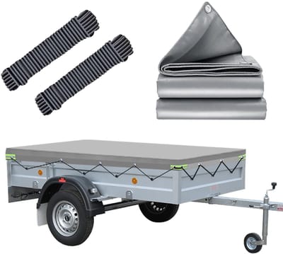 Dailygoods- Afdekzeil Waterdicht - Aanhangerzeil 209x115x10cm - Duurzaam PVC - Versterkt met Metalen Sjorogen - Scheurvast en Weerbestendig