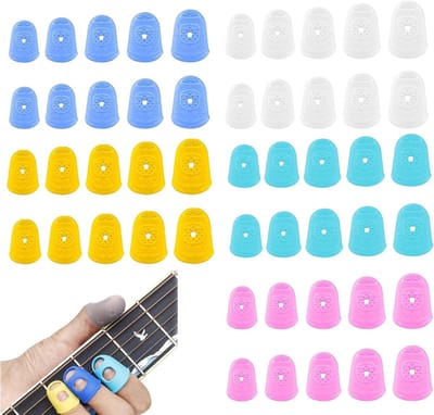 Ergonomische Silicone Vingerbeschermers voor Gitaarspelers - 50 Stuks in 5 Kleuren, Duurzame en Zachte Fingertop Bescherming voor Beginners en Ervaren Muzikanten