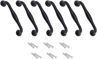 Zwarte Kastgrepen Set van 6 - Vintage Deurgrepen voor Keuken, Badkamer en Meubelstukken - 96mm Lengte, Perfect voor Kasten en Lades