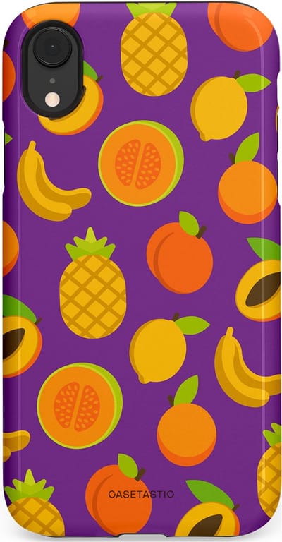 Casetastic Hoesje Geschikt voor Apple iPhone Xr - Stijlvolle Beschermende Duo-layer Case - Tropisch Fruit Feest