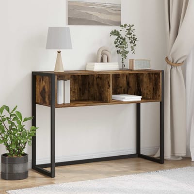 vidaXL - Bijzettafel - Rook - Eik - 100 - x - 36 - x - 75 - cm - Bewerkt - hout