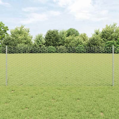 vidaXL - zeshoekig - gaasgek - met - palen - 10 - x - 0,8 - m - Gegalvaniseerd - staal
