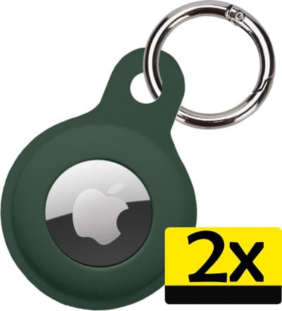 Hoesje Geschikt voor Apple AirTag Hoesje Sleutelhanger Houder - Siliconen Hoesje Geschikt voor Apple AirTag Hoesje - Donkergroen - 2 Stuks