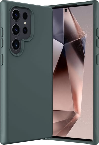 Hoes - Geschikt voor Samsung Galaxy S24 Ultra - Sterk & Shockproof - Hoesje Cover - Siliconen Case - Donkergroen