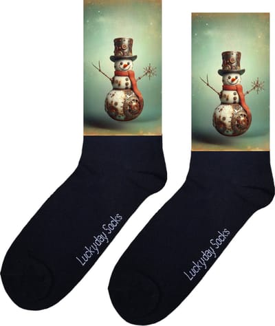 Sneeuwpop blik - Verjaardag cadeau - Grappige sokken - Print sokken - Leuke sokken voor heren en dames - Moederdag - Vaderdag - Cadeau voor hem en haar - Kerstcadeau - Vrolijke sokken - Valentijns cadeau - Sokken waar je vrolijk van wordt - 37-44