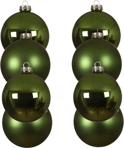 Decoris kerstballen - 8x st - groen - D10 cm - glas - kerstversiering