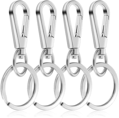 Metalen karabijnhaak clip sleutelhanger, 4 stuks zware autosleutelhouder organizer snelsluiting sleutelhanger voor mannen vrouwen (C)